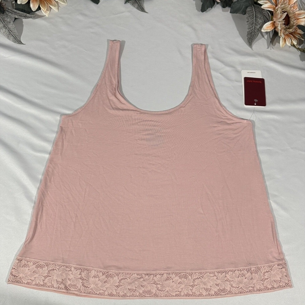 NEW $58 Tommy John [ Small ] Second Skin Lace Trim Tank in Peach Skin Pink‎